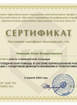 Сертификат ИПК 2024
